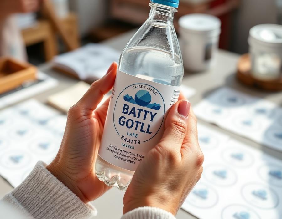 Applying a printed custom label to a water bottle